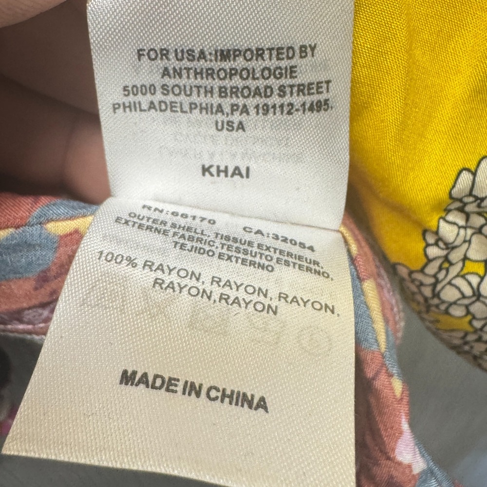 Anthropologie Khai Kimono‎ Wrap Top Womens Yellow Floral Boho Festival 70s Retro - Picture 6 of 6